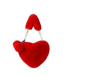 NYGGTYK 1 Bolso Rojo En Forma De Corazón, Lindo Bolso De Felpa, Linda Bolsa De Cuerpo Cruzado Para Mujeres, Bolso De Hombro De Cadena Suave Creativa, Bolsa De Ropa De Moda.