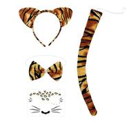 NYGGTYK 1 Diadema, 1 Corbata De Lazo, 1 Cola Y 1 Pegatina, Accesorios para Disfraces De Tigre, Accesorios para Disfraces De Fiesta, Accesorios De Juego De Roles.