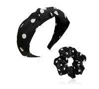 NYGGTYK 1 diadema, 1 diadema para falda, diadema negra, con lunares, falda, accesorios para el pelo, para mujer, accesorio de falda, diadema con nudo cruzado, diadema para mujer
