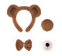 NYGGTYK 1 Diadema, 1 Nariz, 1 Corbata De Lazo Y 1 Cola, Accesorios De Juego De Roles, Lindos Accesorios De Felpa, Accesorios para Ropa De Osos.
