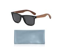 NYGGTYK 1 gafas negras y 1 bolsa de gafas azul, gafas de sol retro de madera, gafas de sol de esquí para hombre, gafas de sol polares de moda para pesca, Negro