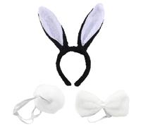NYGGTYK 1 juego de disfraz de conejo, diadema de conejo, cola de conejo, disfraz de conejo, juego de rol para niños y adultos, juego de disfraz de animal