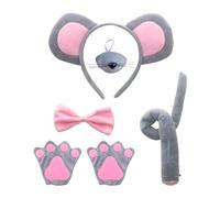 NYGGTYK 1 juego de disfraz de ratón, disfraz de animal, disfraz de cosplay, disfraz de ratón, orejas de ratón, diadema, guantes de pata de ratón, Rosa., Talla única