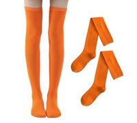 NYGGTYK 1 Par de Calcetines para Mujer, Color Naranja, por Encima de la Rodilla, Térmicos, Extralargos