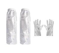NYGGTYK 1 Par De Cubierta De Pie De Lentejuelas Y 1 Par De Guantes, Disfraces De Rendimiento, Cubiertas De Pie Retro, Accesorios para Ropa De Fiesta, Accesorios Creativos De Personalidad