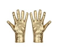 NYGGTYK 1 Par De Guantes Dorados, Guantes Cortos, Guantes Ceremoniales, Guantes De Charol, Guantes De Mujer, Accesorios De Actuación, Adecuados Para Bodas, Disfraces, Representaciones Teatrales