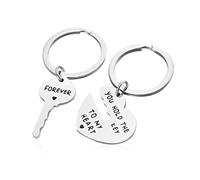 NYGGTYK 1 par de llaveros personalizados en forma de corazón, regalo romántico de San Valentín, llavero de amor, llavero de acero inoxidable, plata, Talla única