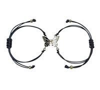 NYGGTYK 1 par de pulseras con costura de mariposa, pulseras a juego en blanco y negro, pulseras de la amistad, Zinc