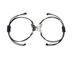 NYGGTYK 1 par de pulseras con costura de mariposa, pulseras a juego en blanco y negro, pulseras de la amistad, Zinc