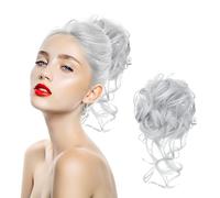 NYGGTYK 1 pieza de peluca ondulada para moño de pelo para mujer, accesorio para peluca (gris claro)