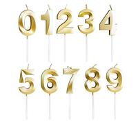 NYGGTYK 10 velas de cumpleaños con números, decoración de cumpleaños, números de fuegos artificiales, velas creativas con números dorados, decoración de tartas 3D, adecuadas para fiestas, bodas