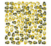 NYGGTYK 100 piezas de abejas autoadhesivas de madera, abejas pintadas, decoraciones planas, pegatinas de bricolaje hechas a mano para libros, paredes, refrigeradores y decoraciones de computadora