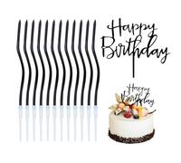 NYGGTYK 12 Piezas De Velas Curvas Y 1 Pieza De Torta Inserta, Decoraciones De Pastel, Velas Creativas, Suministros De Fiesta De Cumpleaños