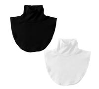NYGGTYK 2 Bufandas de Cuello Alto para Mujer, Protector Solar, Cálido, Capa, Tortuga, Falso, Una Pieza, Camisa - Negro, Blanco