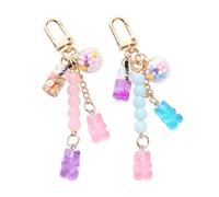 NYGGTYK 2 Colgantes de Osito Con Forma de Corazón Para Niñas, Llaveros Mini Multicolor Para Mujer, Longitud Total Aprox. 100 mm