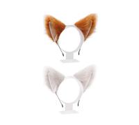 NYGGTYK 2 diademas con orejas de gato, orejas de gato, orejas de gato blancas, adecuadas para mascaradas, fiestas temáticas, reuniones, regalos de vacaciones (color blanco puro, color albaricoque)