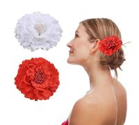 NYGGTYK 2 horquillas para el pelo con flores de peonía, para mujer, accesorios para el pelo con flores, pinzas de cocodrilo de flores rojas, accesorios para el pelo para mujer, accesorios para el pelo