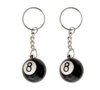 NYGGTYK 2 llaveros de billar, cadenas de bolas, llaveros de billar, llaveros de bola negra de 8 bolas, accesorios para colgantes, Negro , Talla única