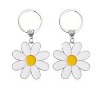 NYGGTYK 2 Llaveros de Flores Blancas para Mujer, Colgantes, Bonitos, para Bolso, de Metal, Blanco, 4,5 cm