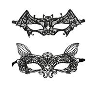 NYGGTYK 2 máscaras de encaje para murciélagos, máscaras de elfo, accesorios de disfraz para mujer, para carnaval, fiesta, baile