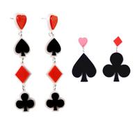 NYGGTYK 2 pares de pendientes de cartas, pendientes de póquer, joyas de póquer de picas y corazones, elegantes pendientes personalizados, pendientes perforados, regalos de joyería para mujeres, PU