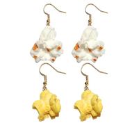 NYGGTYK 2 Pares De Pendientes De Palomitas De Maíz, Pendientes De Estilo Creativo, Aretes Divertidos, Aretes Divertidos Y Lindos, Pendientes De Mujeres.