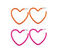 NYGGTYK 2 pares de pendientes en forma de corazón, pendientes rosas, pendientes de neón, pendientes acrílicos, pendientes retro en forma de corazón, pendientes de amor, pendientes de neón, pendientes