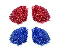 NYGGTYK 2 pares de ramos de animadoras, pompones coloridos de animadora, accesorios para animar y bailar (rojo, azul)