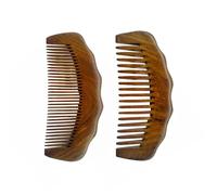 NYGGTYK 2 peines de madera de sándalo, peine de madera de sándalo hecho a mano, peine de madera antiestática, peine de masaje de cabeza, dientes gruesos y finos, paquete combinado
