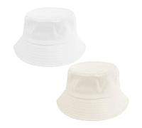 NYGGTYK 2 sombreros plegables de pescador, sombreros de sol de verano, sombreros de sol simples de un solo color, modernos y versátiles, adecuados para pesca, senderismo y camping (blanco, caqui),