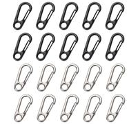 NYGGTYK 20 mosquetones de aluminio, mosquetón para llavero, gancho de viaje, mini mosquetón en forma de S, gancho de resorte de aluminio, mosquetón con cierre de rosca (negro, blanco).
