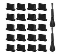 NYGGTYK 20 Piezas De Teléfono Móvil Puerto De Carga Enchufe De Polvo Y 2 Piezas De Cepillo De Limpieza, Enchufe De Silicona, Herramientas De Limpieza De Teléfonos Móviles