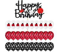 NYGGTYK 30 Piezas De Globos De Elementos Ladybug Y 1 Pieza De Inserto De Cartas, Globos Creativos, Globos Divertidos, Globos De Juguete para Niños, Globos De Fiesta