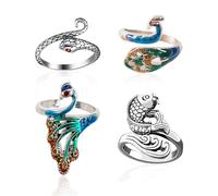 NYGGTYK 4 Aros de Ganchillo, Anillos de Ganchillo Ajustables para Dedos