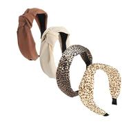 NYGGTYK 4 diademas elegantes para mujer, diademas antideslizantes para mujer, diademas elegantes, diademas decorativas con estampado de leopardo, cómodas y anchas