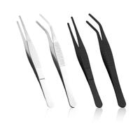 NYGGTYK 4 Piezas De Pinzas De Acero Inoxidable, Pinzas De Codo De Cabeza Recta, Pinzas De Metal Multifuncionales, Pinzas Reutilizables De Precisión Anti-Deslizamiento, Pinzas De Proceso De Bricolaje.