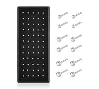 NYGGTYK 60 unidades de pasadores de nariz de acero inoxidable de color liso, en forma de L, anillos curvados para la nariz con diamantes de imitación, anillos curvados para piercing de nariz, joyas