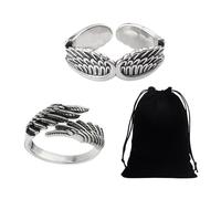 NYGGTYK Anillos Ajustables de 2 Piezas Con Bolsa de Almacenamiento, Anillo de Resorte Abierto Unisex Personalizado, Vintage de Plata Para Mujer