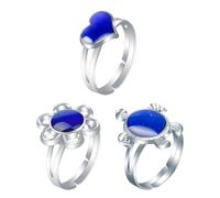 NYGGTYK Anillos Que Cambian de Color - 3 Piezas de Anillos Ajustables de Humor con Diseño Creativo y Divertido Para Niñas, Metal