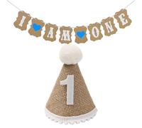 NYGGTYK Banner De 1 Año Y Sombrero De Cumpleaños De 1 Año, Sombrero De Cumpleaños para Niños, Suministros De Fiesta De Cumpleaños, Decoraciones Divertidas De Fiesta