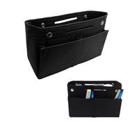 NYGGTYK Bolsa Cosmética de Fieltro, Organizador de Bolso con Compartimentos (Negro)