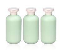 NYGGTYK Botella dispensadora de loción de 3 piezas, botella de 200 ml, botella de disco flip-top, bolsa de aseo para viajes, se puede llenar con champú, gel de ducha, loción y acondicionador