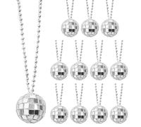 NYGGTYK 12 collares de bola de discoteca, collar de bola de discoteca, collar de bolas de discoteca, accesorios de bola de discoteca, adecuado para bolas de discoteca, fiestas, Plástico
