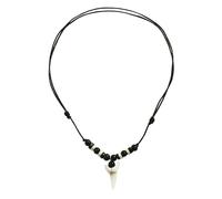 NYGGTYK collar de diente de tiburón surfista con cuentas de madera, colgante vintage moderno para hombre, estilo casual, hilo de cera, 2 * 3,5 cm