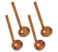 NYGGTYK Coloas De 2 Piezas Y 2 Piezas Colanderos, Cucharas De Madera De Manejo Largo, Cucharas De Madera, Utensilios De Cocina, Accesorios para Cocinar.