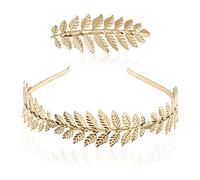 NYGGTYK Diadema con Hoja para Mujer, con 1 Horquilla, Diadema de Novia y Carnaval, para Disfraz de Mujer y Niña (Dorada)