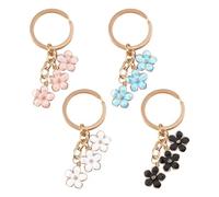 NYGGTYK Juego de 4 llaveros de flor de cerezo, colgante de flor de cerezo, accesorios de decoración de bolsos, regalos para niñas,