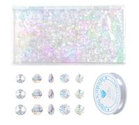 NYGGTYK Juego de 800 Cuentas de Cristal Transparente, Accesorios de Bricolaje, Manualidades para Hacer Pulseras, Collares, Colgantes y Más