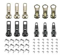 NYGGTYK - Kit de reparación de cremalleras (57 piezas, con deslizadores superiores e inferiores, de metal, color negro