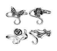 NYGGTYK Nillos De Crochet De 4 Partes, Anillos De Metal Vintage, Anillos Ajustables, Accesorios Trenzados, Herramientas De Crochet